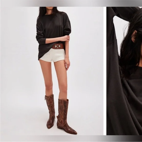 NWOT Free People We The Free Nina Long-Sleeve Tee - black - XS, Small - Picture 8 of 11